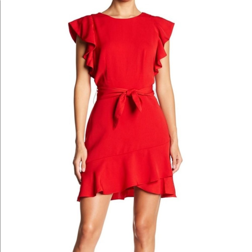 Lucy Paris Matilda red ruffle tie dress size small NWT